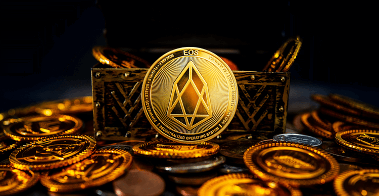 EOS-Coins und eine Schatzkiste